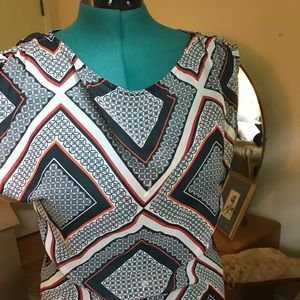 Banana Republic Red, White Blue Top